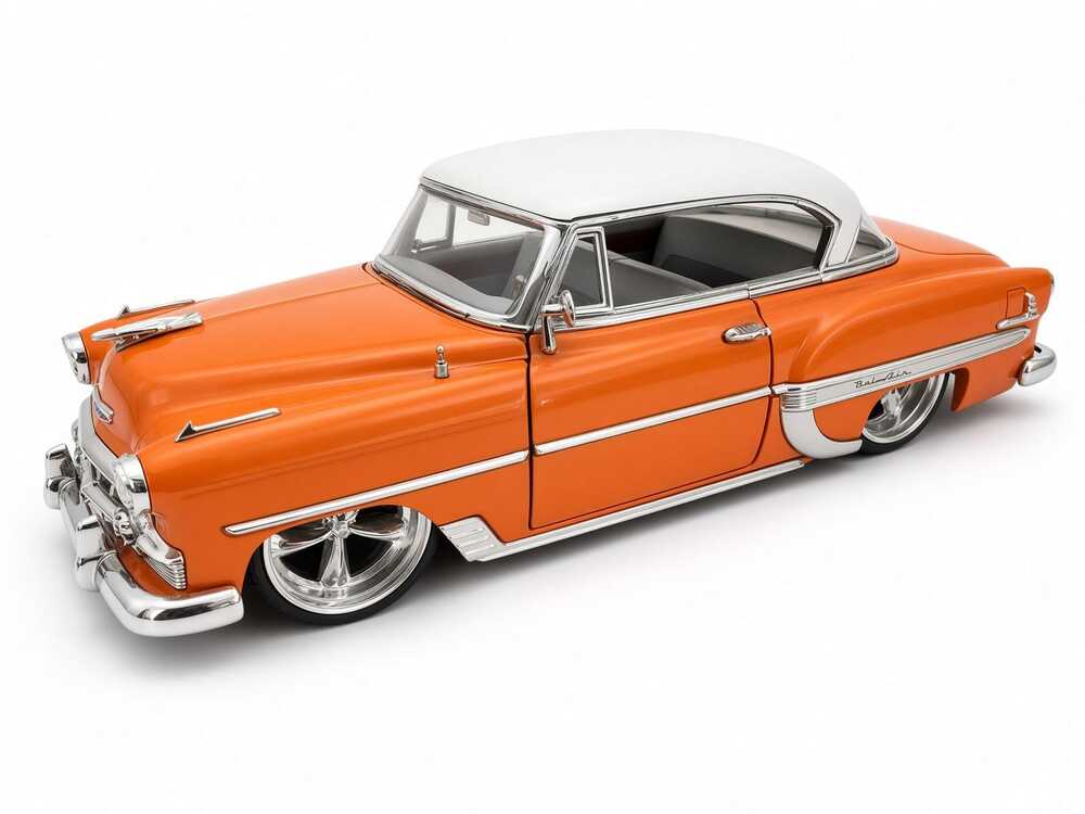 Jada Toys DUB City 1953 Chevy Bel Air Diecast Car 1:24 Orange White Lowrider
